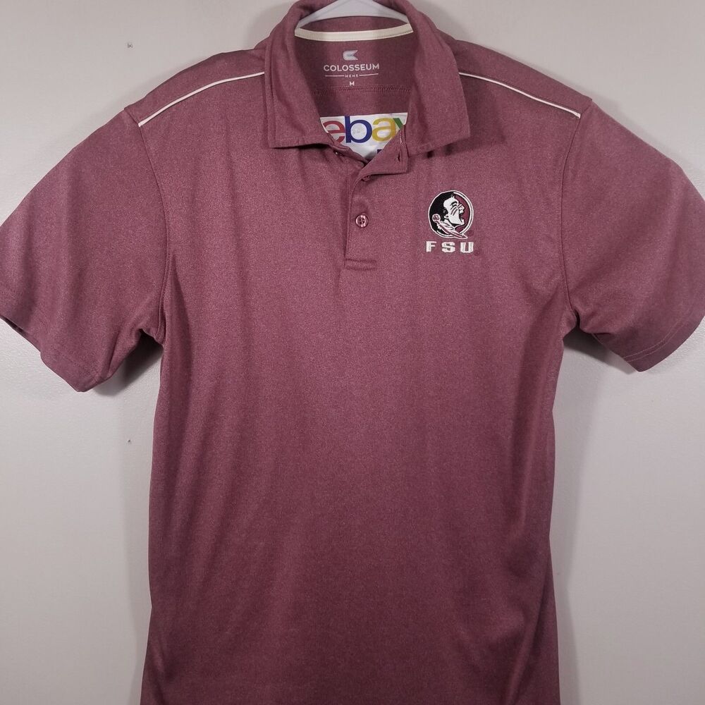 FSU SEMINOLES Polo Shirt COLOSSEUM MEN'S Medium Burgundy Red Short Sleeve